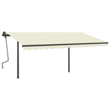 VidaXL Auvent extensible manuellement avec poteaux 4x3,5 m couleur crème