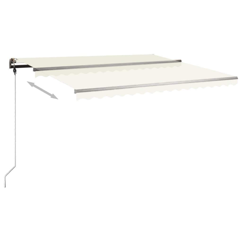 VidaXL Auvent extensible manuellement avec poteaux 4x3,5 m couleur crème