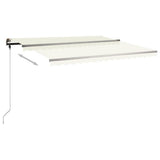 VidaXL Auvent extensible manuellement avec poteaux 4x3,5 m couleur crème
