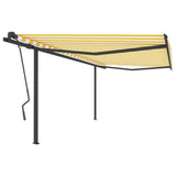VidaXL Auvent extensible manuellement avec poteaux 4x3,5 m jaune et blanc