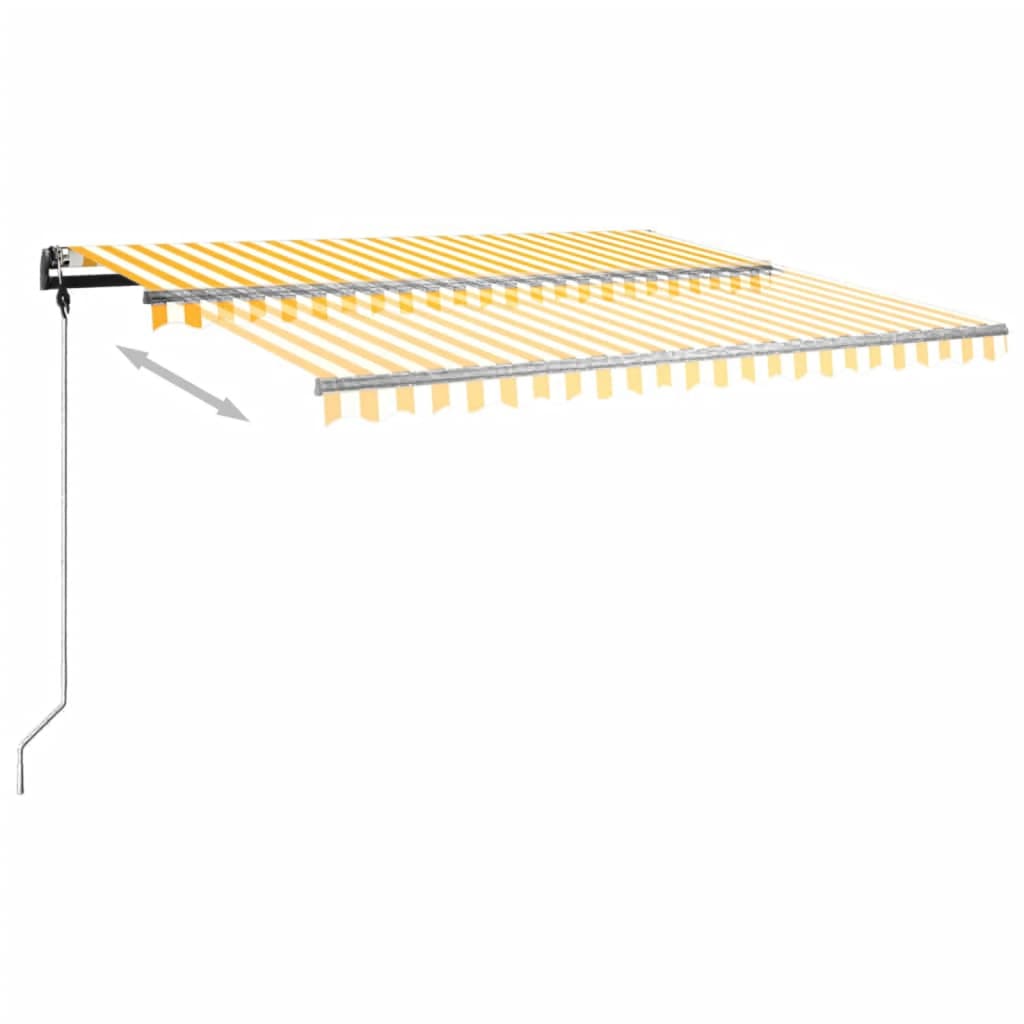 VidaXL Auvent extensible manuellement avec poteaux 4x3,5 m jaune et blanc
