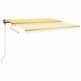 VidaXL Auvent extensible manuellement avec poteaux 4x3,5 m jaune et blanc