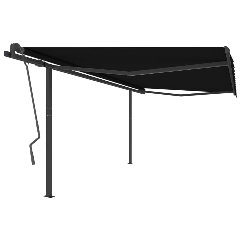 VidaXL Auvent extensible manuellement avec poteaux 4x3,5 m anthracite