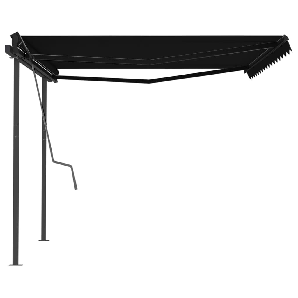 VidaXL Auvent extensible manuellement avec poteaux 4x3,5 m anthracite