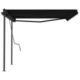 VidaXL Auvent extensible manuellement avec poteaux 4x3,5 m anthracite