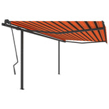 Auvent VidaXL extensible manuellement avec poteaux 4x3,5 m orange et marron