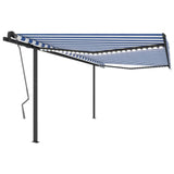 Auvent VidaXL extensible manuellement avec LED 4x3,5 m bleu et blanc