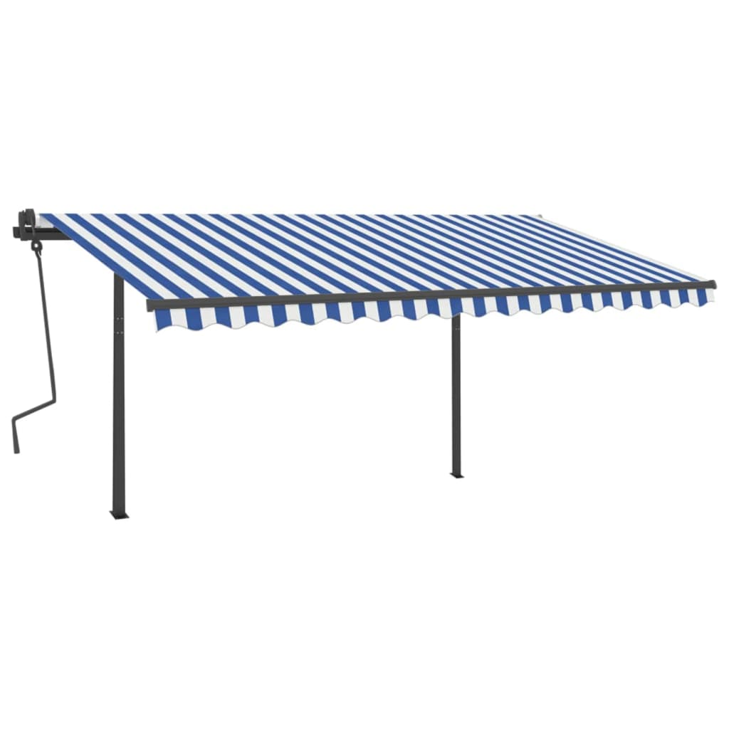 Auvent VidaXL extensible manuellement avec LED 4x3,5 m bleu et blanc