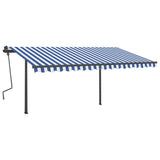 Auvent VidaXL extensible manuellement avec LED 4x3,5 m bleu et blanc