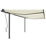 VidaXL Auvent extensible manuellement avec LED 4x3,5 m crème