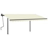 VidaXL Auvent extensible manuellement avec LED 4x3,5 m crème