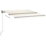 VidaXL Auvent extensible manuellement avec LED 4x3,5 m crème