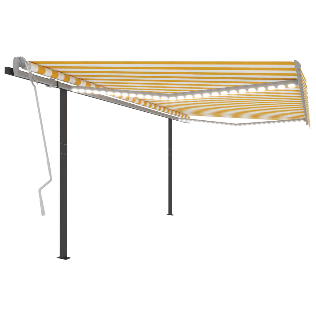 VidaXL Auvent extensible manuellement avec LED 4x3,5 m jaune et blanc
