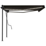 VidaXL Auvent extensible manuellement avec LED 4x3,5 m anthracite