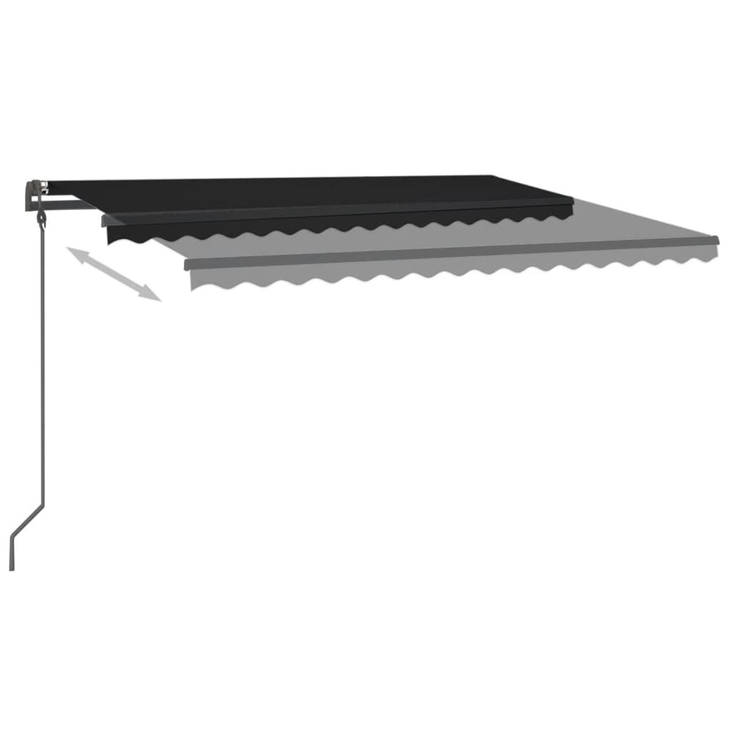VidaXL Auvent extensible manuellement avec LED 4x3,5 m anthracite