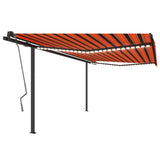 Auvent VidaXL extensible manuellement avec LED 4x3,5 m orange et marron