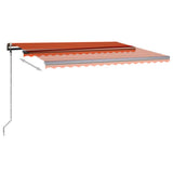 Auvent VidaXL extensible manuellement avec LED 4x3,5 m orange et marron