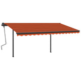 Vidaxl Laifel mit Posts erstreckt sich manuell 4,5 x 3,5 m orange und braun