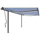 Auvent VidaXL extensible manuellement avec LED 4,5x3,5 m bleu et blanc