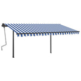 Auvent VidaXL extensible manuellement avec LED 4,5x3,5 m bleu et blanc