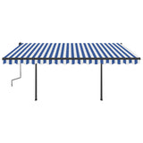 Auvent VidaXL extensible manuellement avec LED 4,5x3,5 m bleu et blanc
