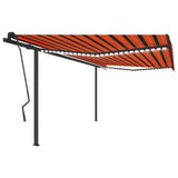 Auvent VidaXL extensible manuellement avec LED 4,5x3,5 m orange et marron