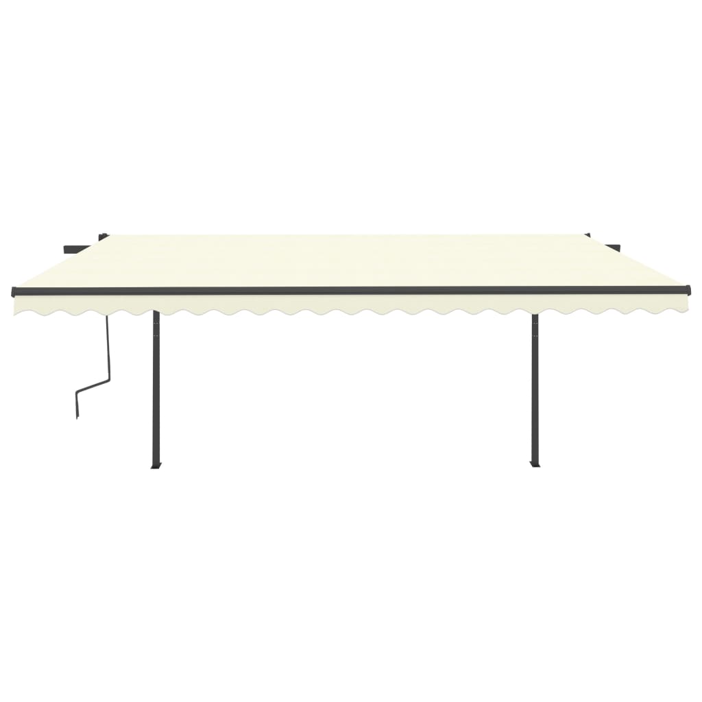 VidaXL Auvent extensible manuellement avec poteaux 5x3,5 m couleur crème