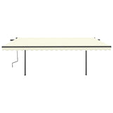 VidaXL Auvent extensible manuellement avec poteaux 5x3,5 m couleur crème