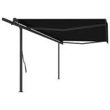 VidaXL Auvent extensible manuellement avec poteaux 5x3,5 m anthracite