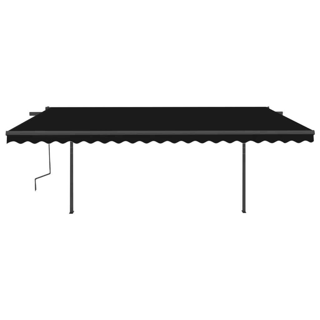 VidaXL Auvent extensible manuellement avec poteaux 5x3,5 m anthracite