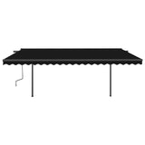 VidaXL Auvent extensible manuellement avec poteaux 5x3,5 m anthracite