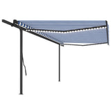 Auvent VidaXL extensible manuellement avec LED 5x3,5 m bleu et blanc