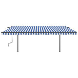 Auvent VidaXL extensible manuellement avec LED 5x3,5 m bleu et blanc