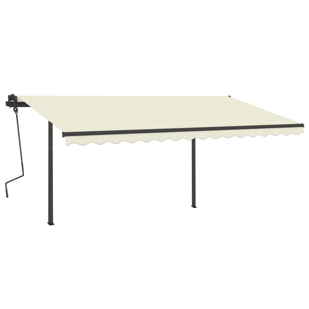 VidaXL Auvent extensible manuellement avec LED 5x3,5 m crème