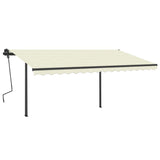 VidaXL Auvent extensible manuellement avec LED 5x3,5 m crème
