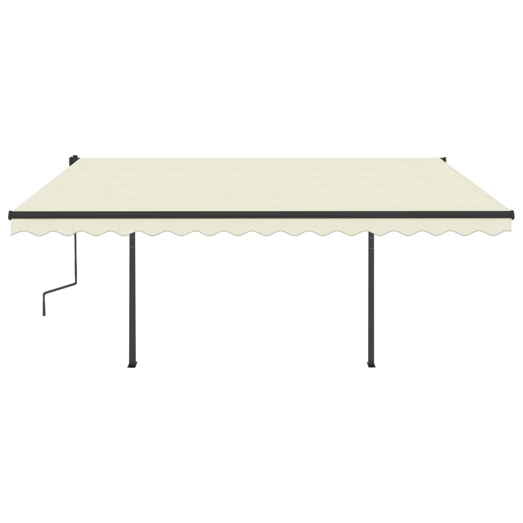 VidaXL Auvent extensible manuellement avec LED 5x3,5 m crème