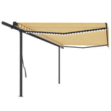 VidaXL Auvent extensible manuellement avec LED 5x3,5 m jaune et blanc