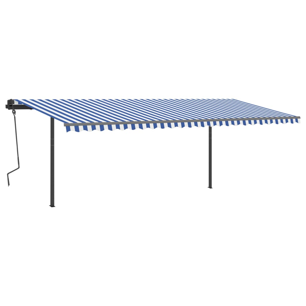 Vidaxl Luifel extensible manuellement avec des poteaux 6x3,5 m bleu et blanc