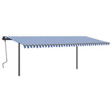 Vidaxl Luifel extensible manuellement avec des poteaux 6x3,5 m bleu et blanc