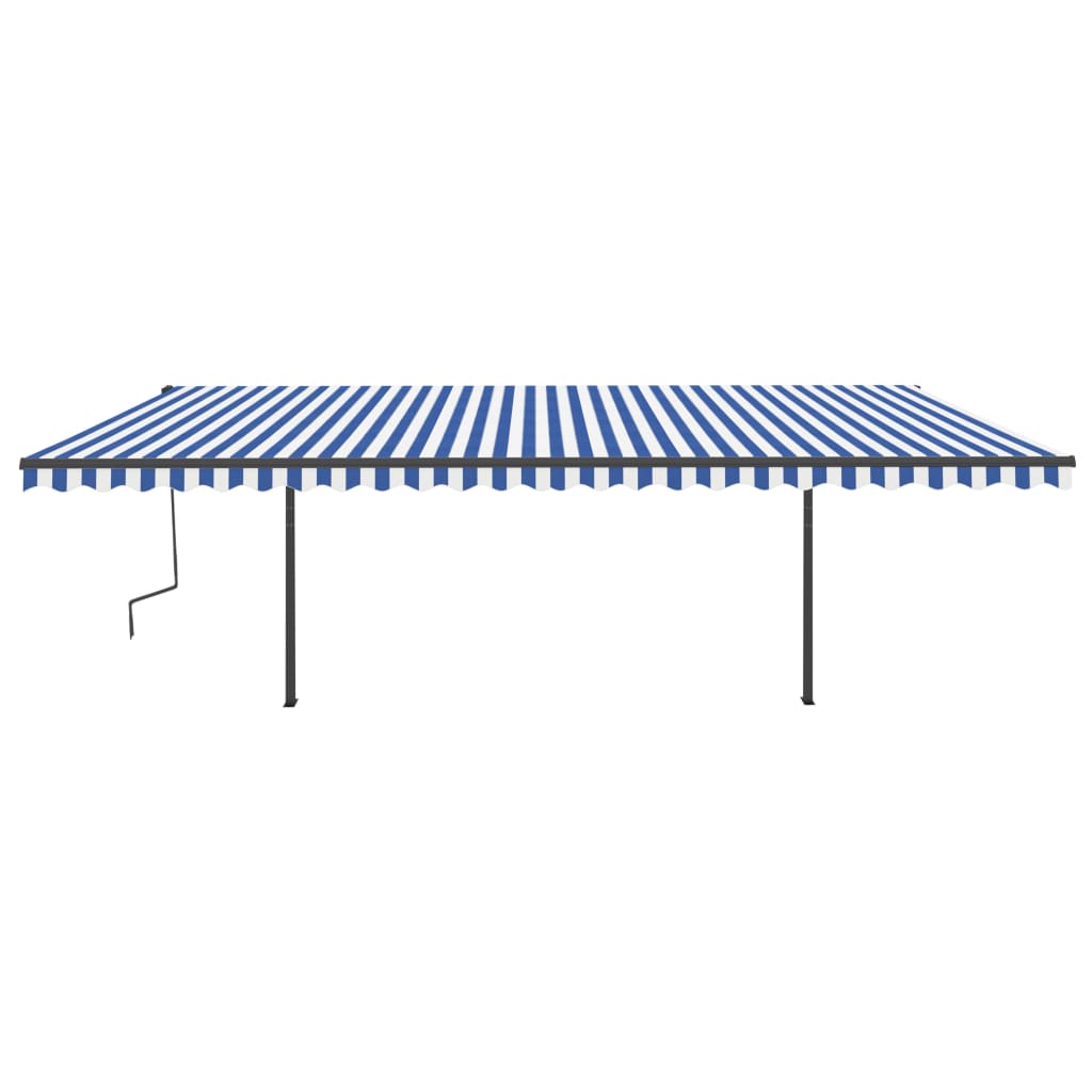 Vidaxl Luifel extensible manuellement avec des poteaux 6x3,5 m bleu et blanc