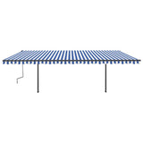 Vidaxl Luifel extensible manuellement avec des poteaux 6x3,5 m bleu et blanc