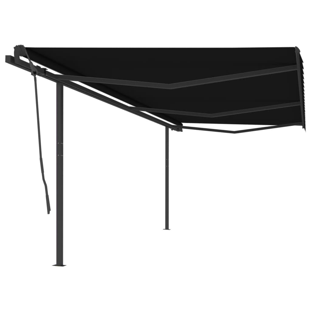 Vidaxl Luifel extensible manuellement avec des poteaux 6x3,5 M anthracite -colored
