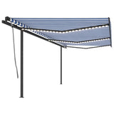 Vidaxl luifel extensible manuellement avec LED 6x3,5 m bleu et blanc