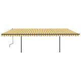 Vidaxl Luifel a automatiquement extensible avec des poteaux 6x3,5 m jaune et blanc