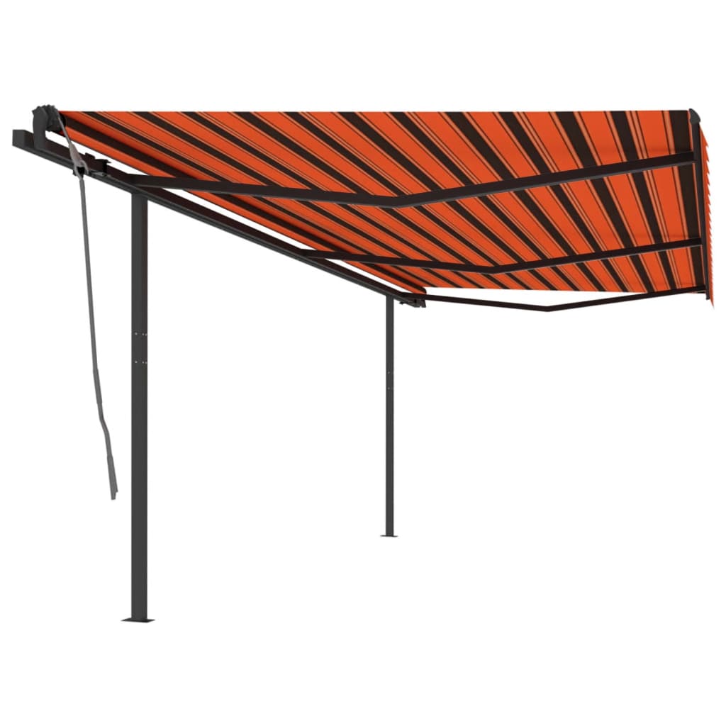 Vidaxl Luifel a automatiquement extensible avec des poteaux 6x3,5 m orange brun