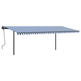 Vidaxl Luifel automatique avec led et capteur de vent 6x3,5 m bleu et blanc