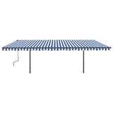 Vidaxl Luifel automatique avec led et capteur de vent 6x3,5 m bleu et blanc