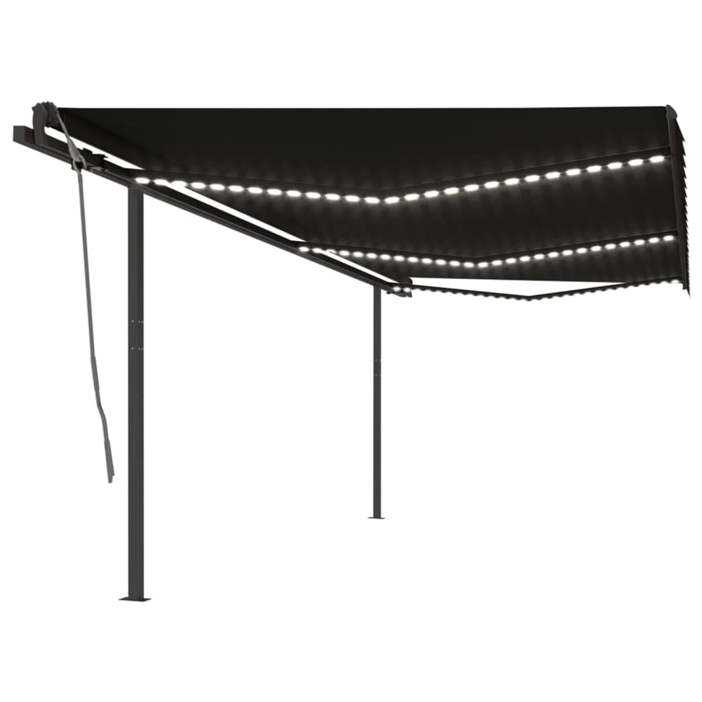 Vidaxl luifel automatique avec led et capteur de vent 6x3,5 m couleur anthracite