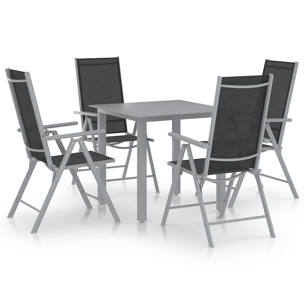 Vidaxl 5-delige tuinset aluminium zilverkleurig en zwart