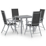 Vidaxl 5-delige tuinset aluminium zilverkleurig en zwart